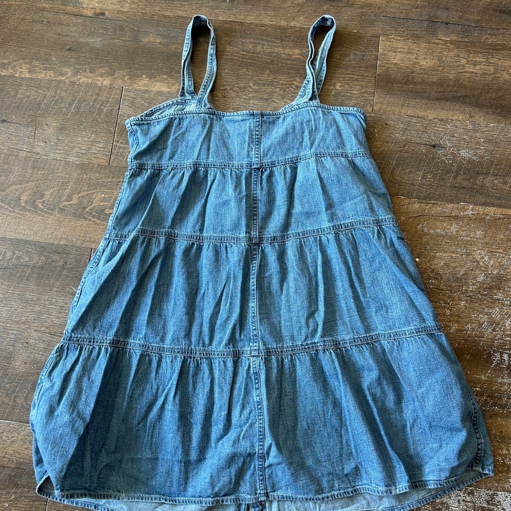 Levis Womens Blue Denim Tiered Babydoll Mini Dress Button Front Medium Wash L - Picture 4 of 8